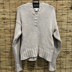 Soft Surroundings Chunky Knit Hooded Sweater XL Beige Fisherman Cottage Granola